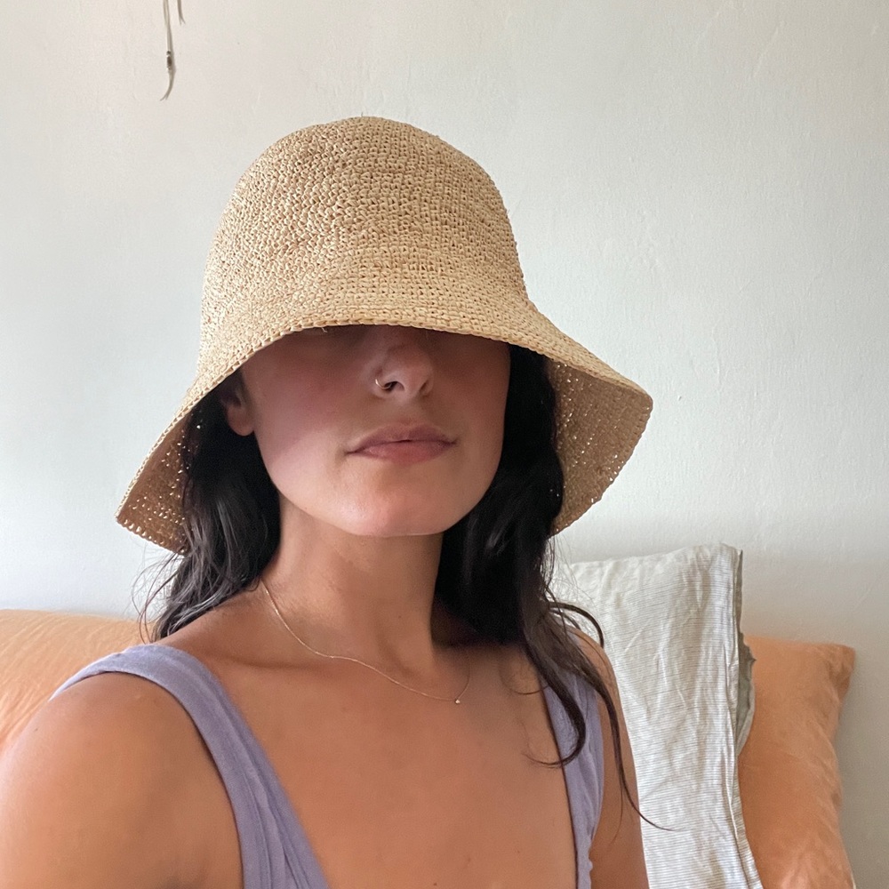 Rafia straw bucket hat